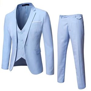Men’s Slim Fit 3 Piece Suit Light Blue